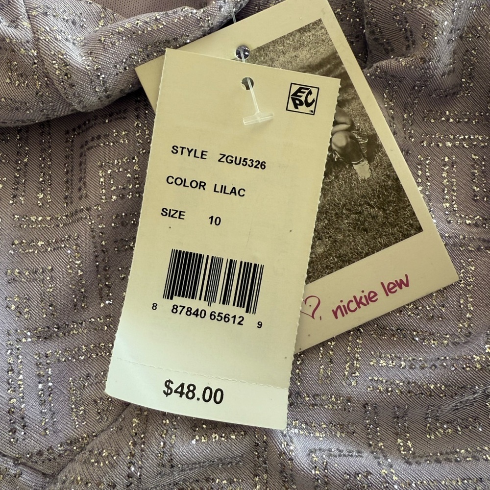 LOVE, NICKIE LEW Girls Size 10 Tulip Front Shimmer Dress Lilac - Picture 7 of 8